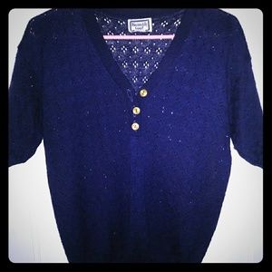 Cute blue v-neck knit sweater